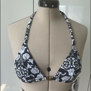 Cia.Maritima Triangle Bikini Top in Black/White Size-Large NWT